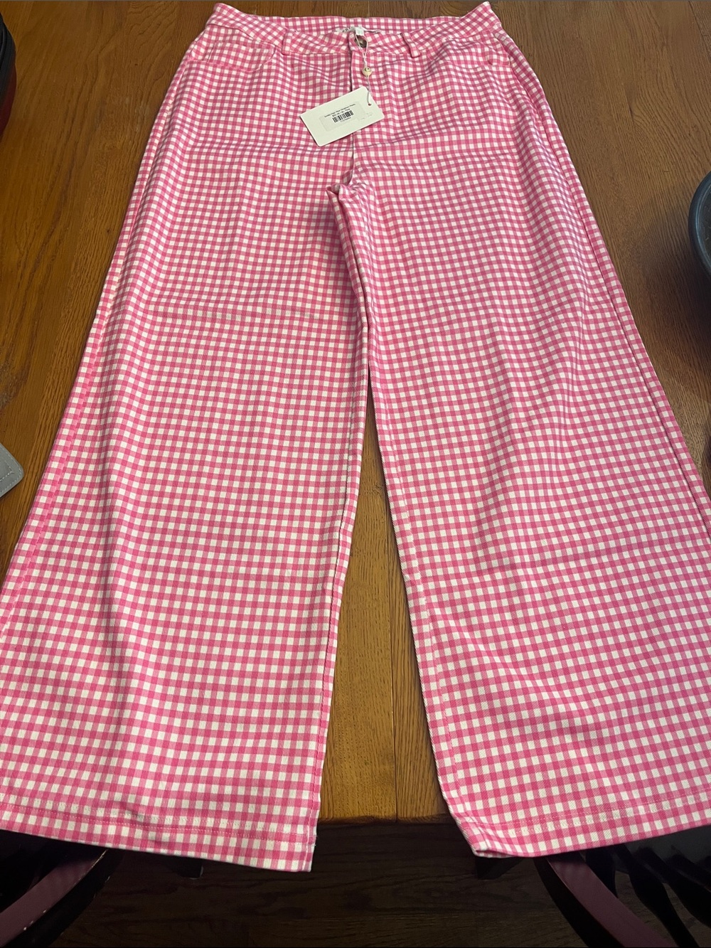 entro Pink and White Gingham Pants